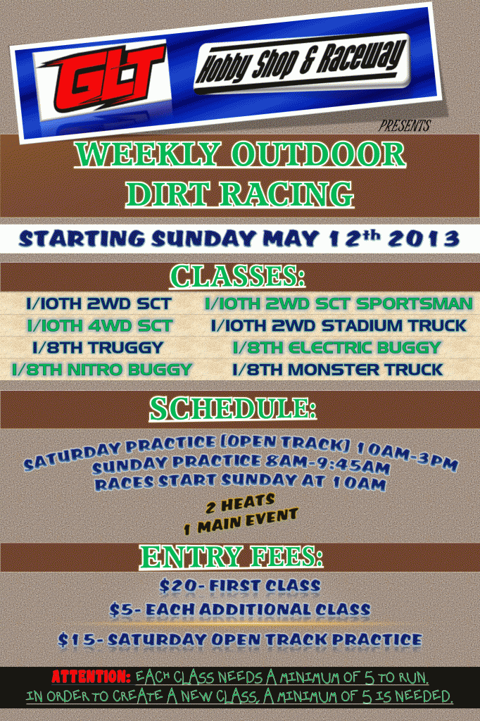 GLT Outdoor Dirt Racing 2013 Season Flyer